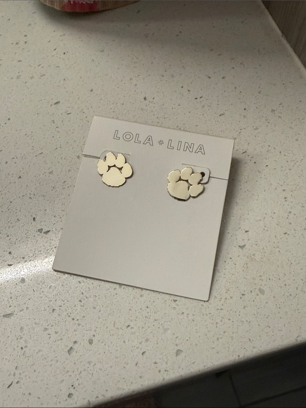LOLA + LINA Gold Paw Print Stud Earrings